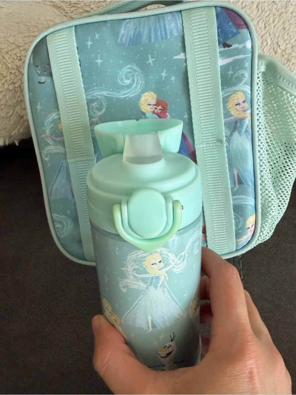 Pottery Barn Kids Mint Frozen Lunch Bag and Bottle Set